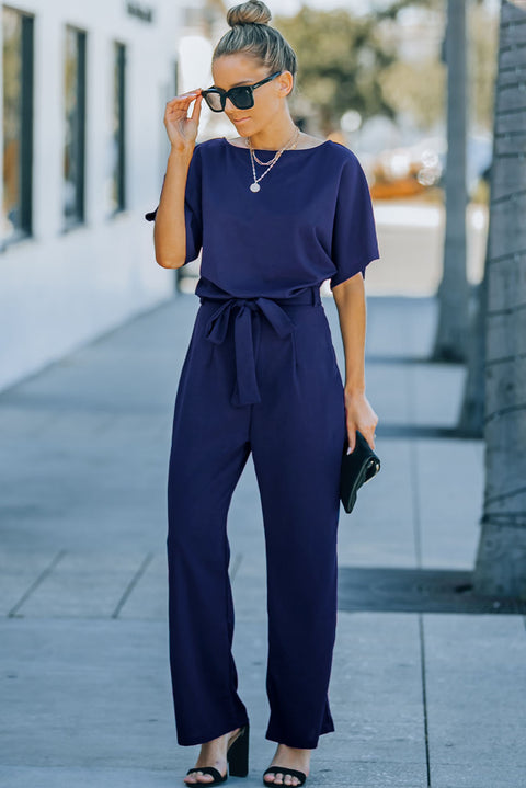 Belted Wide Leg Jumpsuit