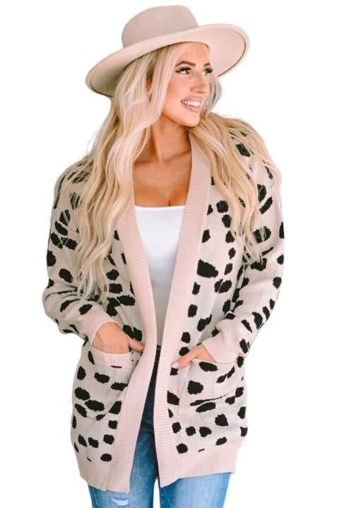 Animal Spotted Pattern Open Front Cardigan