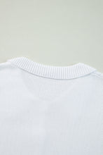 White Collared Button-up Loose Fit Casual Sweater