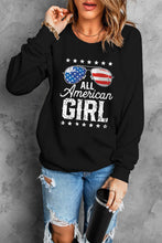 All American Girl Flag Graphic Print Long Sleeve Sweatshirt