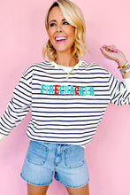 Blue Stripe Chenille FIRECRACKER Embroidered Sweatshirt