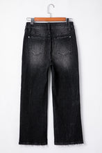 Carbon Grey Mineral Wash Raw Hem High Waist Flared Jeans