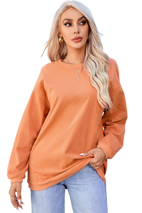 Orange JOLENE Ribbed Corded Oversized Sweatshirt