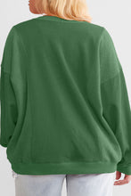 Blackish Green Loose Patchwork Crewneck Plus Size Sweatshirt