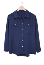 Solid Pocket Long Sleeve Button-up Shirt