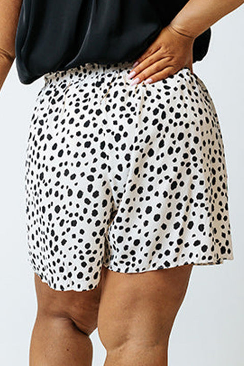 Plus Size Dalmatian Print High Waist Shorts