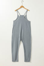 Gray Waffle Knit Spaghetti Straps Loose Fit Jumpsuit