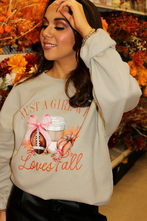 Parchment Just a Girl Who Loves Fall Printed Sweatshirt