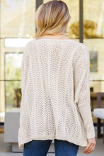 Beige Ribbed Hollow Knit Dolman Sleeve Sweater