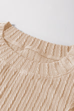 Beige Solid Color Textured Flutter Sleeve Top