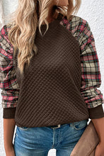 Apricot Plaid Raglan Sleeve Sweatshirt