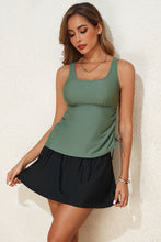 Mist Green Scoop Neck Adjustable Tankini and Matching Skort Bathing Suit