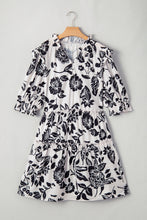 Black Floral Print Tiered Frilled Half Sleeve Plus Size Mini Dress