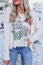 White HOHOHO Christmas Graphic Wide Rib Long Sleeve Top