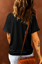 Black Sequin Clover Embroidered Round Neck Graphic Tee