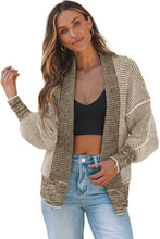 Apricot Chunky Waffle Knit Oversized Collar Cardigan