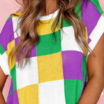 Tillandsia Purple Color Block Cap Sleeve Sweater