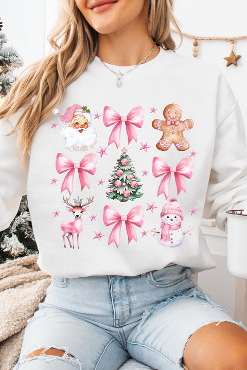 Beige Christmas Theme Pattern Pullover Sweatshirt