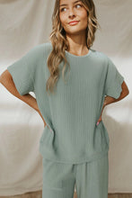 Moonlight Jade Textured Tee and Pants Lounge Set