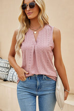 Light Pink Broderie Anglaise Notched V Neck Tank Top