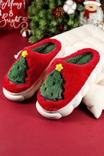 Fiery Red Christmas Tree Graphic Thick Sole Plush Slippers