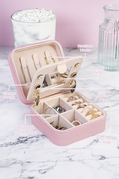 Pink Portable Chenille T Small Jewelry Box