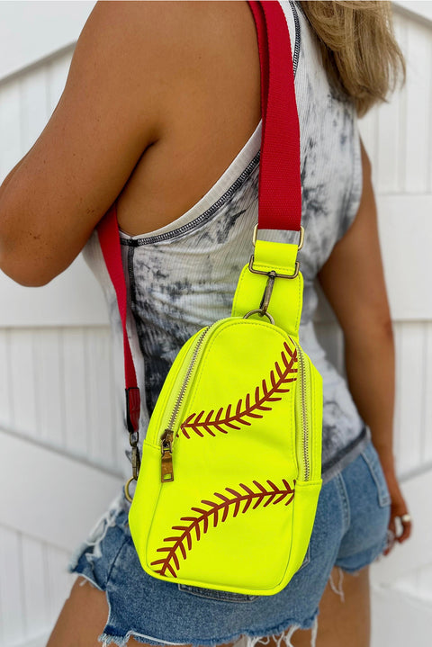 Yellow Balls Pattern PU Leather Zipped Sling Bag