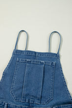 Dusk Blue Adjustable Tie Straps Cropped Wide Leg Denim Overalls