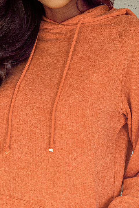 Sudadera con capucha con cordón y bolsillo de canguro con lavado mineral naranja 