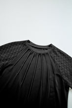 Black Seamed Detail Contrast Lace Raglan Sleeve Tee