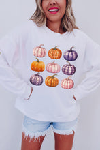 Beige Thanksgiving Halloween Pumpkin Graphic Pullover Sweatshirt