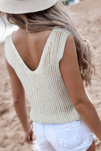 Hollowed Knit V Neck Tank Top