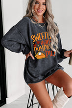 Gray Sweeter Than Pumpkin Pie Graphic Thanksgiving Corded Sweatshirt