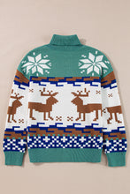 Canton Christmas Reindeer Snowflake Colorblock Turtleneck Sweater