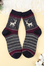 Blackish Green 5 Pairs/Set Christmas Reindeer Soft Crew Socks