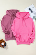 Valerian Solid Kangaroo Pocket Drawstring Loose Fit Hoodie