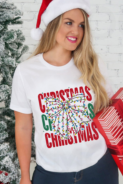 White Christmas Bowknot Graphic Tee