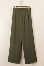 Jungle Green Plus Size Textured Shirred High Waist Casual Pants