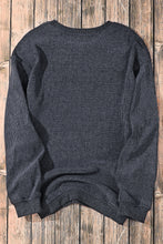 Dark Grey Chenille Checkered Game Day Graphic Drop Shoulder Corded Sweatshirt