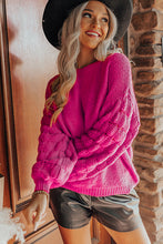 Hollowed Bubble Sleeve Knit Sweater