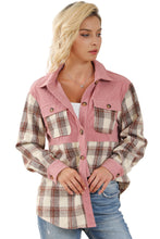 Plaid Corded Patchwork Flap Pocket Shacket