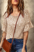 Leopard Spotted Ruffle Sleeve T-Shirt