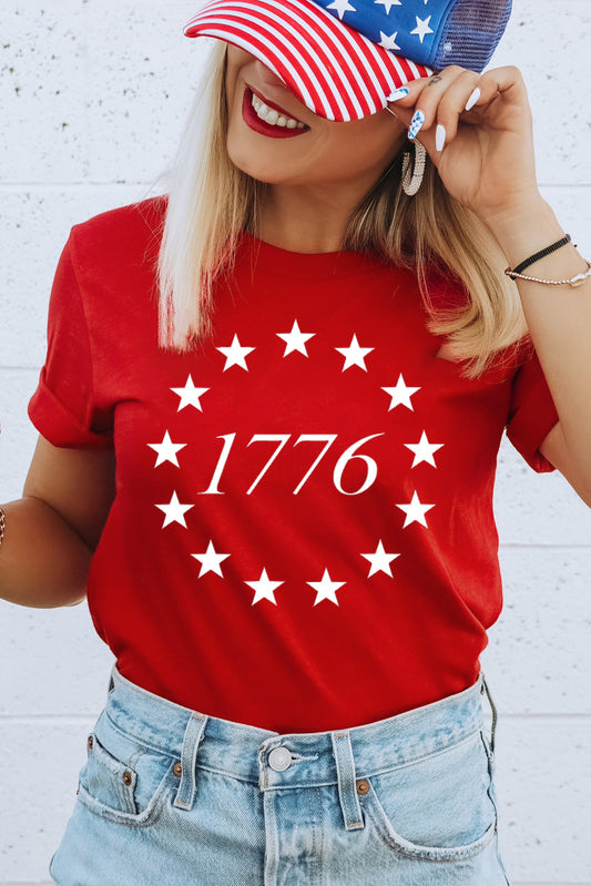 Red Star 1776 Graphic Crewneck T Shirt