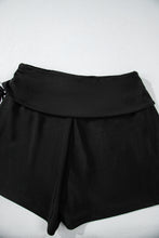 Black Drawstring Ruched High Waist Loose Swim Shorts