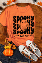 Orange SPOOKY Vibe Ghost Print Crewneck Halloween T Shirt