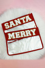 Red MERRY Contrast Trim Clear Makeup Bag