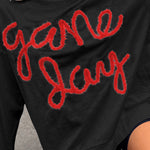 Black Tinsel Game Day Drop Shoulder Graphic Sweatshirt