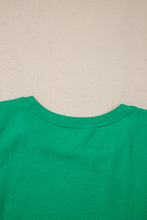 Dark Green Embroidered Ruffled Sleeve Slim Fit Crew Neck Top