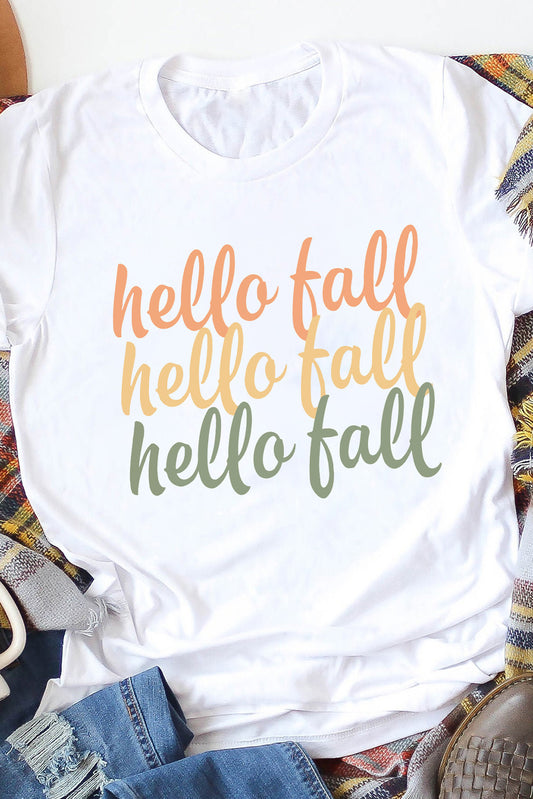 Camiseta casual con gráfico digital Hello Fall