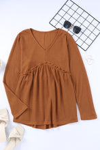 Plus Size Ruffled Waffle Knit Top